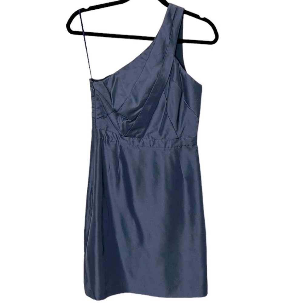 J. Crew - One Shoulder Steely-Blue 100% Silk A-Line Dress Women’s Size 2